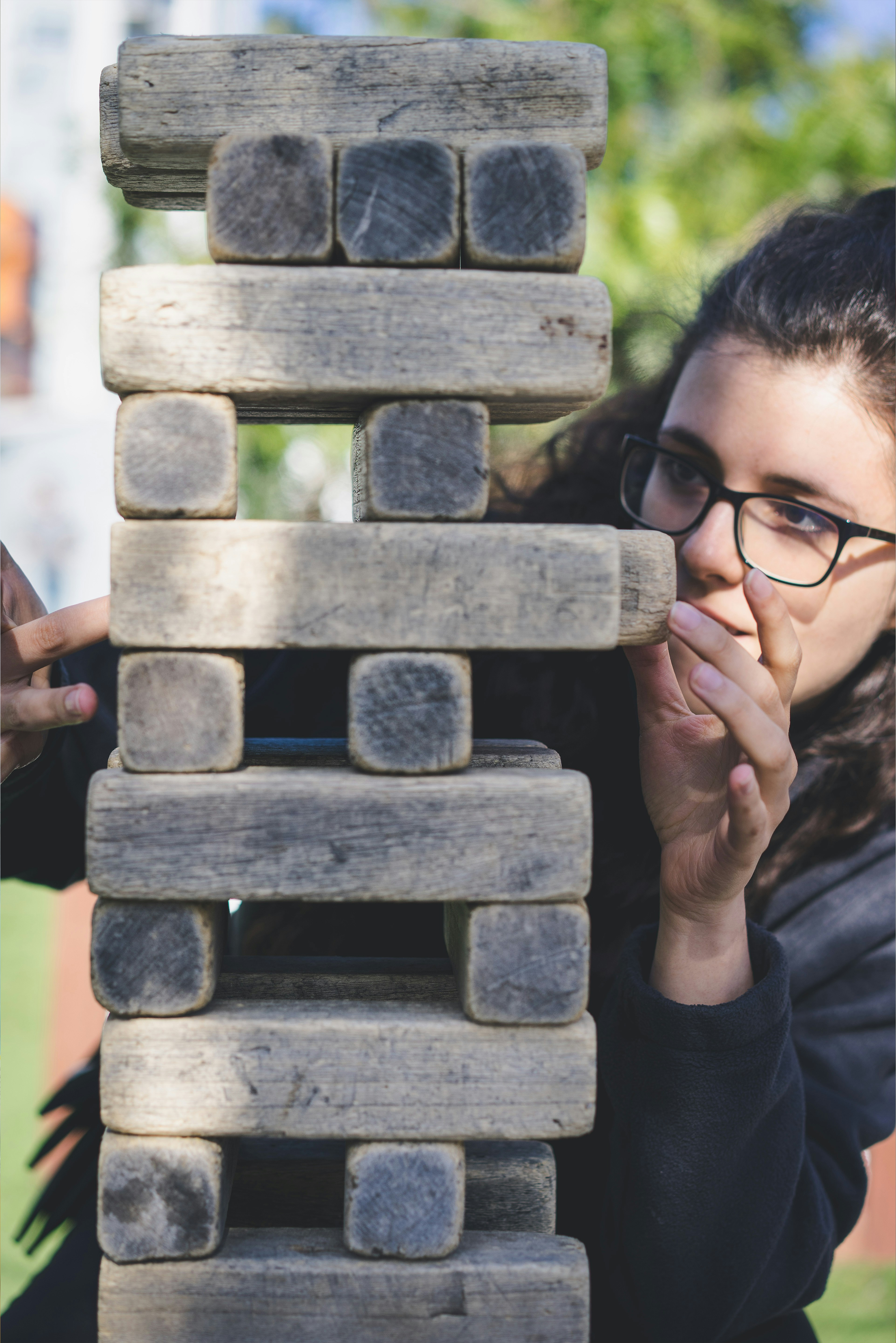 Person playing jenga